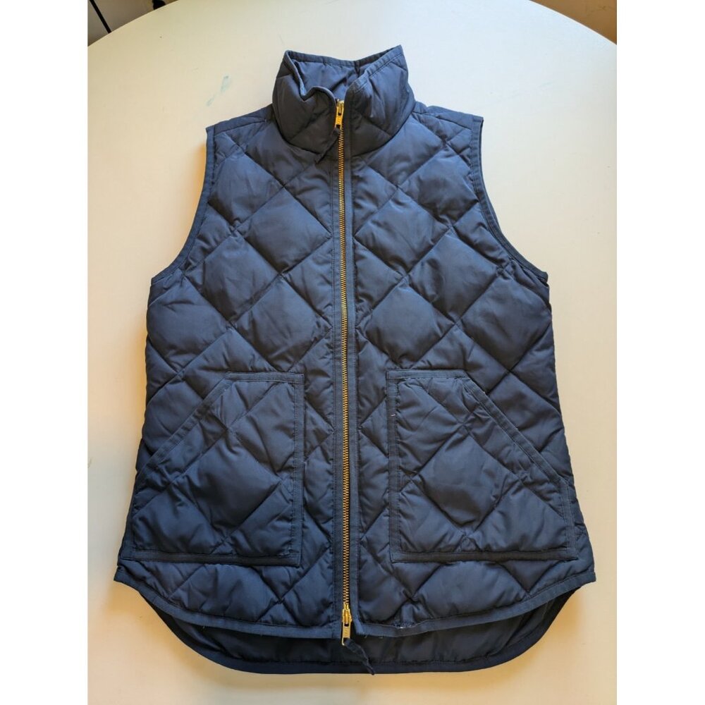 Women’s J. Crew Quilted Vest w/ Pockets Navy Blue Size XS Extra Small Equestrian